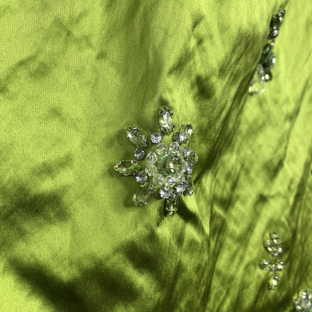 J Crew Collection Green Crystal Embellished Mini Skirt Satin Fairfax Womens 2 - Picture 9 of 9